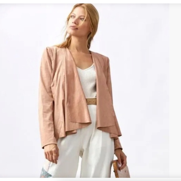 ANTHROPOLOGIE HUTCH Neutral Drape Faux Suede Jacket Size Medium - Picture 2 of 15